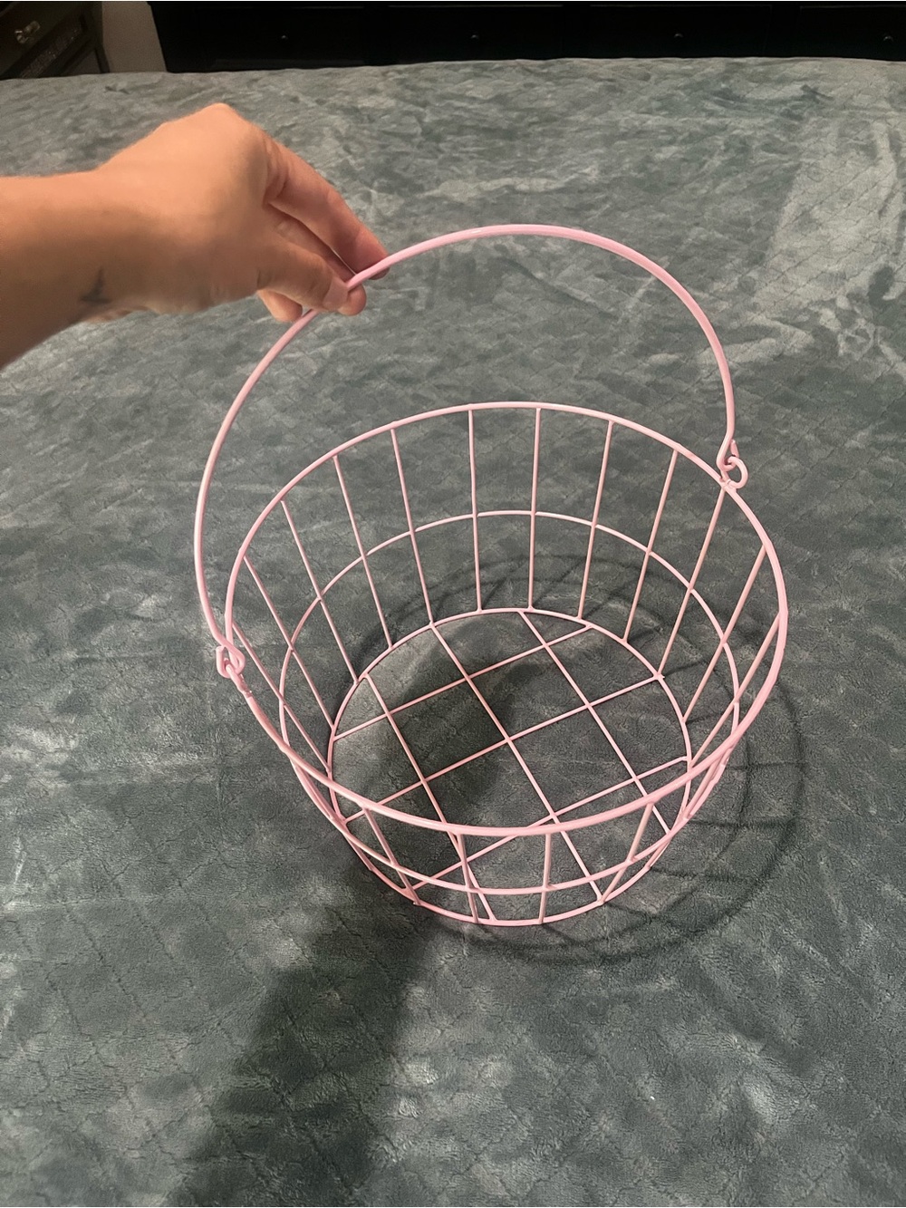 Children's Pink Wire Basket with Carry Handle